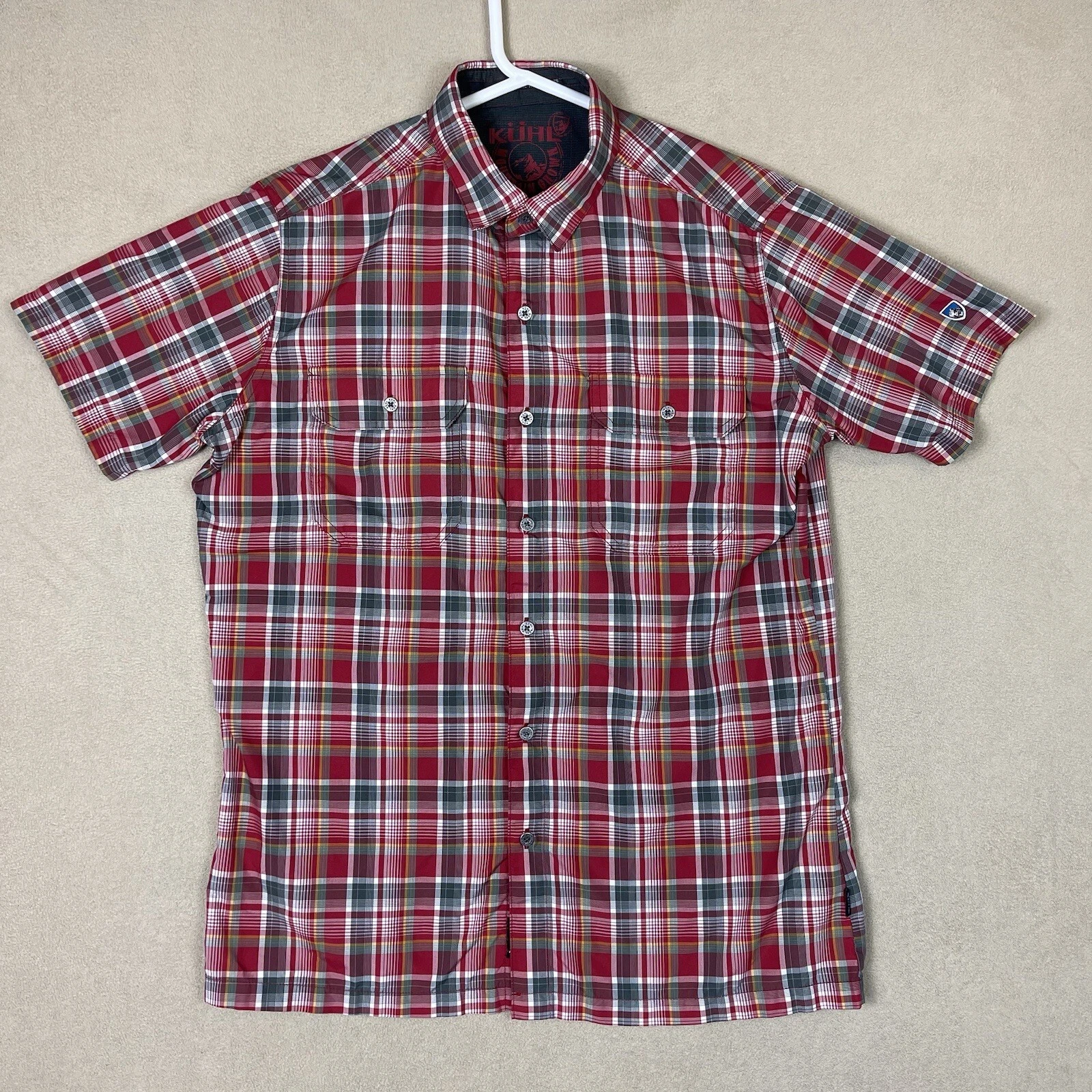Kuhl Shirt Mens Small Red Eluxur Plaid Outdoor Hiking Fishing Workwear Adult