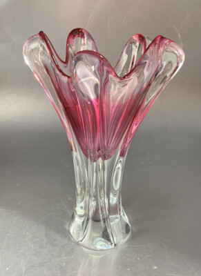 Massive Glas Vase Glaskunst; Chribska Glasworks; Design Josef Hospodka;