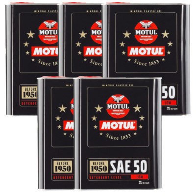 Motul CLASSIC SAE 50 By 1950 Mineral Low-Detergent Engine Oil 2L 104510 5 Pack