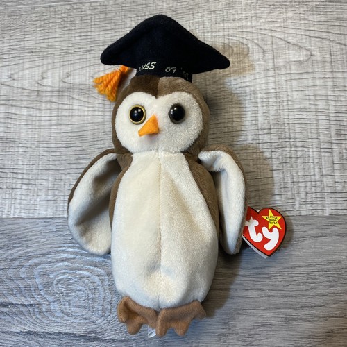 RARO VINTAGE TY Beanie Baby Wise the Owl Classe del "1998" con errori da collezione - Foto 1 di 10