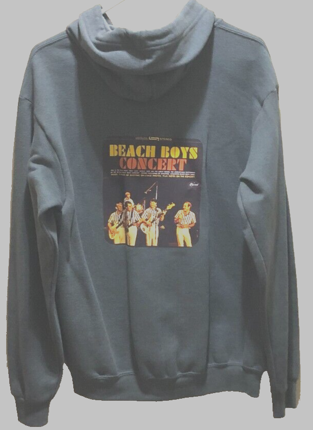 The Beach Boys Concert Album Cover Surfer Rock Roll Gray Full Zip Hoodie M
