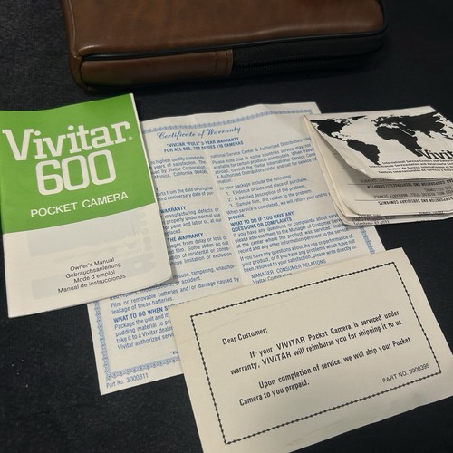 Appareil photo vintage Vivitar 600Pocket avec contenu et sac d'origine. Non testé - Photo 4/10