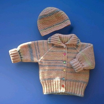 Strickjacke Selbstgestrickte Babyjacke Mütze Handarbeit Größe 86  Baumwolle   