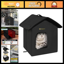 Weatherproof Insulated Cat House for Outdoor Feral Cats, Self-Warming Shelter, E