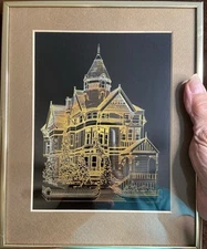 Framed Art Victorian Home Brass Etched Echoe Haas-Lilienthal House San Francisco