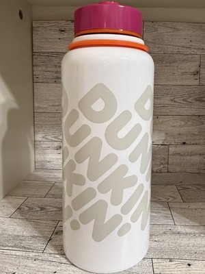    Dunkin Donuts Hydration Bottle 32oz Stainless Steel White/Pink/Orange