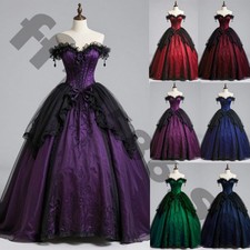 Black Gothic Wedding Dresses Off the Shoulder Lace Appliques Corset Bridal Gown