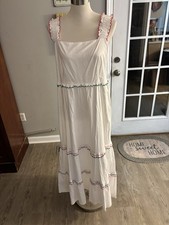 Loft Large Tiered Sleeveless Dress With Colorful Accents Around Tiers And Straps