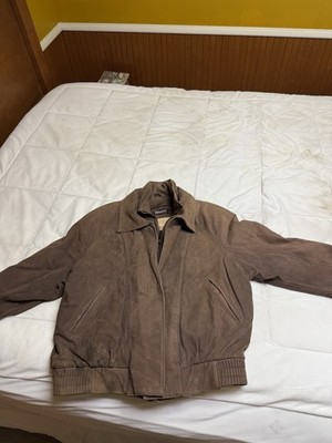 Dockers Men's Brown Bomber Jacket M Zip Front Lined Pockets Point Collar