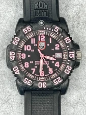 Luminox Carbon Men's Watch - 7050 - Black & Pink Dial & Black Band