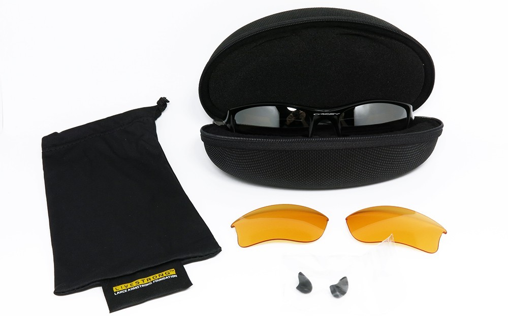 SUNGLASSES OAKLEY FLAK JACKET 12-791 LIVESTRONG JET BLACK SPORT