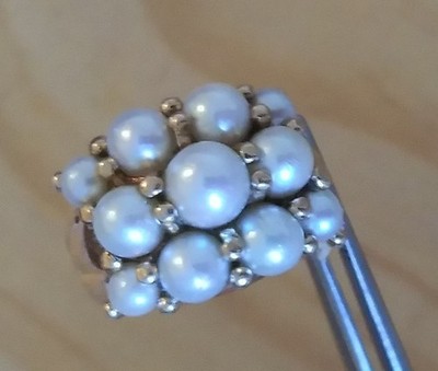Vintage 14K massiver Gold Perlen Cluster Statement Ring 9,6 Gramm - Größe 7