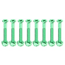8Set Skateboard Mounting Hardware 1.5" Carbon Steel Screws Bolts Green