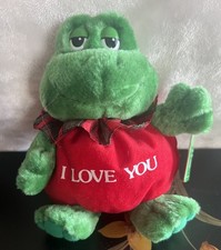 Russ Berrie Frog Plush Stuffed Animal I LOVE YOU Big Belly 8"