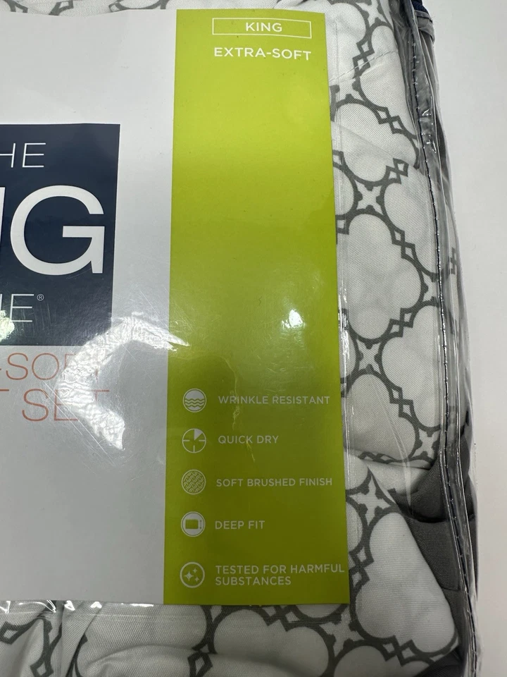 Juego de sábanas extra suaves The Big One King 4 piezas gris microfibra precio de venta sugerido por el fabricante 54,99 USD Foto 3 de 4