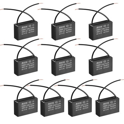 10 Stück CBB61 Betriebskondensator 450V AC 0.8uF 2 Kabel für Deckenventilator