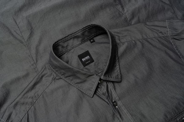 Men Hugo Boss Shirt Grey Cotton 38 / M / 46 #31JT