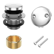 All Metal Tip-Toe Bathtub Drain Kit with Two-Hole Overflow Faceplate and Univ...
