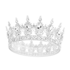 YOUlDIANZI Queen Crown Rhinestone Wedding Crowns and Tiaras Silver White Crown