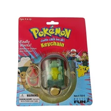 Pokemon Squirtle CATch & RELease keychain New Sealed plastic yellowed NOS 90's 