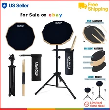 Drum Practice Pad Set 12-Inch with Iron Stand for Beginners Silent Drumming
