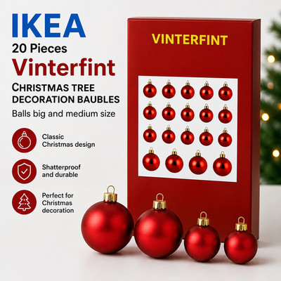 IKEA 20 Teile NEU Vinterfint Christbaumschmuck Kugeln groß / mittel
