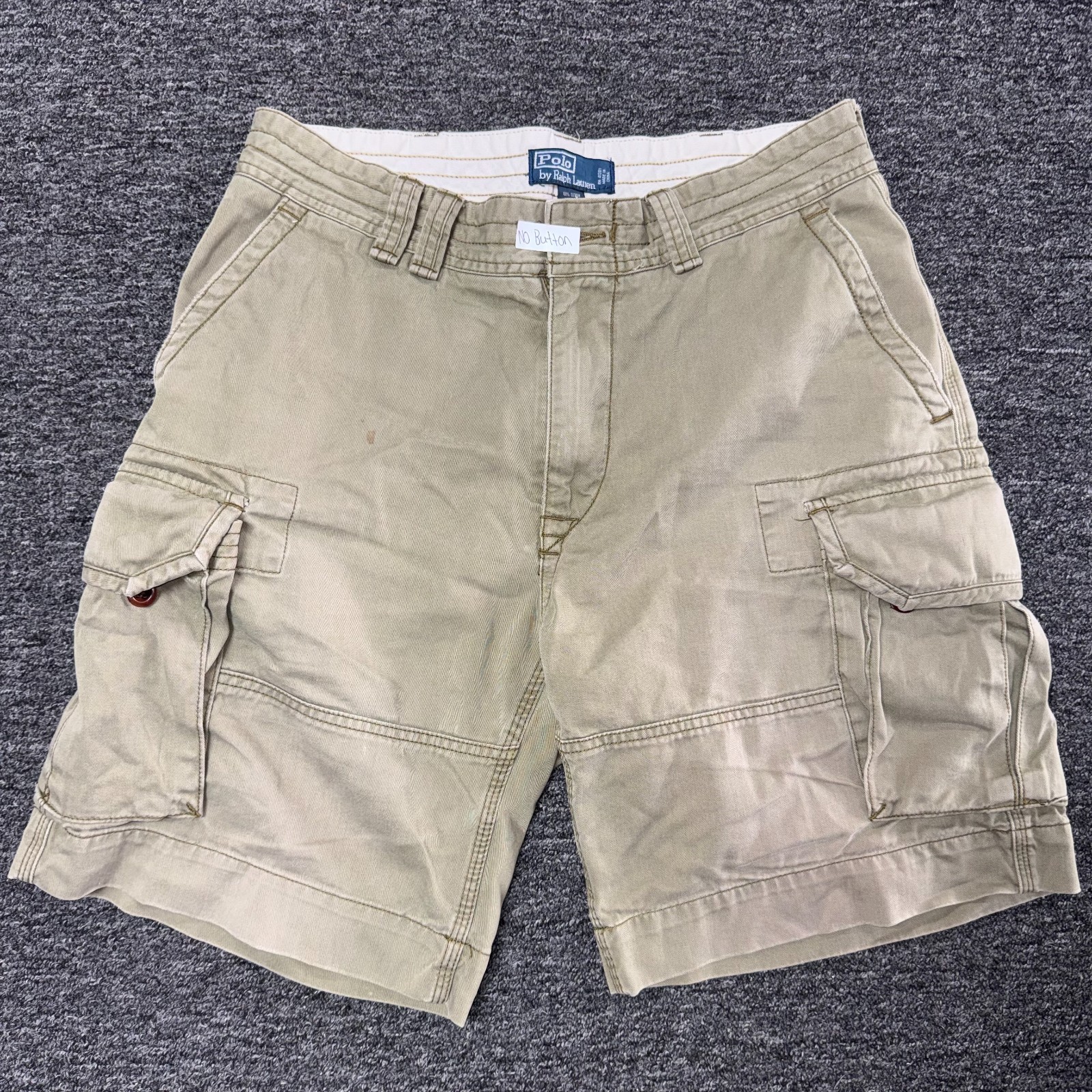 Vintage Polo Ralph Lauren Cargo Khaki Outdoor Pocket Shorts Mens Sz 34 Off Gray
