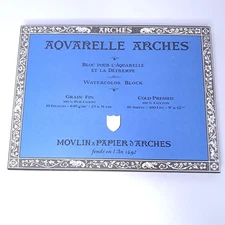 Arches Aquarelle Watercolor Block 300Lb Cold Pressed 9"X12" - 10 Sheets