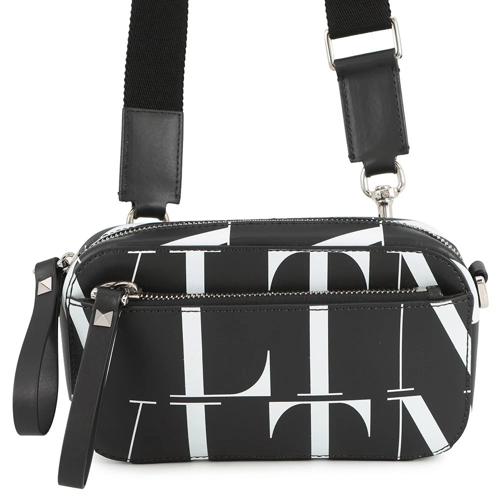 Valentino — Valentino Garavani Full logo Shoulder Bag Leather Black/White