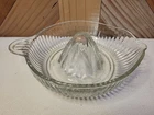 Vnt. 60’s Anchor Hocking Clear Ribbed 6" Glass Juicer Reamer, Tab Handle, Spout