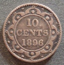 Newfoundland - Victoria, Silver 10 Cents, 1896, toned