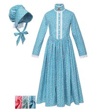 Prairie Victorian Pioneer Dress, Youth Colonial Historical Halloween Outfit