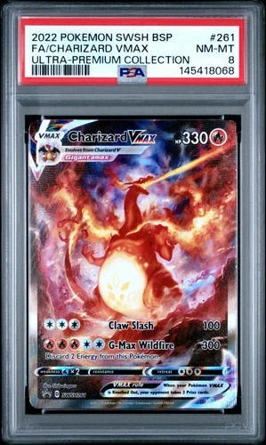 2022 POKEMON SWSH BLACK STAR PROMO #261 FULL ART/CHARIZARD VMAX PSA 8