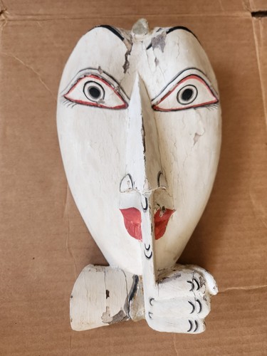 Maschera Buddha Shush legno intagliato viso da appendere al muro intagliato a mano