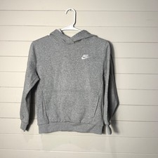 Nike Boys Hoodie Grey Fleece Pullover Sportswear FD3000-063 Size Medium