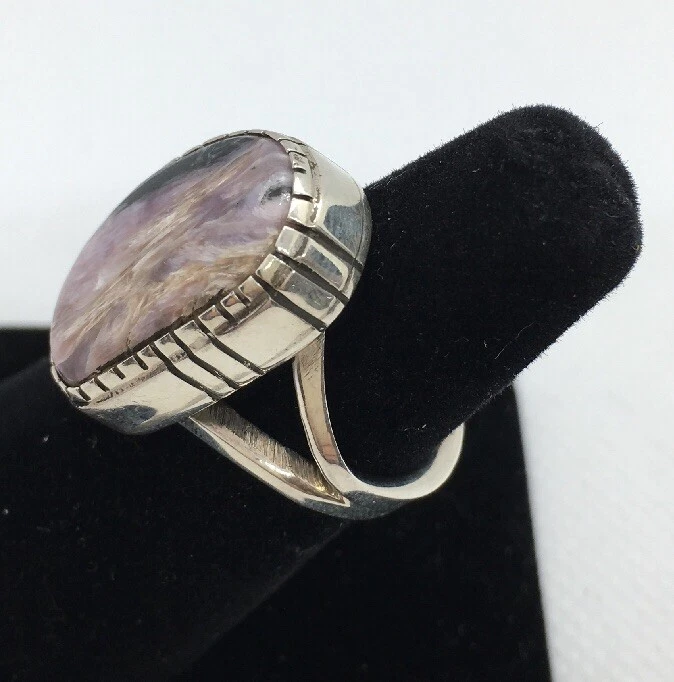 Anillo Hecho a Mano Vintage Único Charoite Púrpura Plata de Ley 925 Talla 5.5 Foto 3 de 4