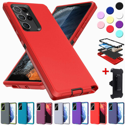For Samsung Galaxy S22 21 20 Plus Ultra S8 9 10e Shockproof Defender Case W/Clip
