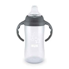 NUK Large Learner Tritan Cup, 10 oz, Gray Stars Spill Proof Easy Grip NEW