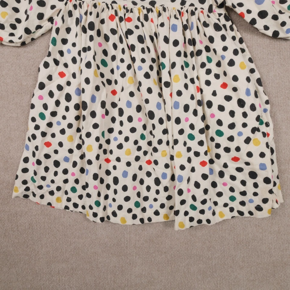 Vestido Hanna Andersson manga 3/4 branco bolinhas 120cm US6-7 bolso infantil - Imagem 2 de 4