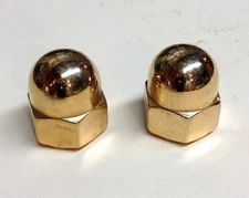 2 GOLD 24k PLATED STEEL ACORN NUTS 1/2"-13 chopper bobber cafe harley hd xs650 