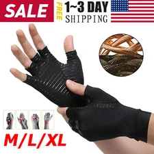 1 Pair Copper Arthritis Compression Gloves Hand Support Joint Pain Relief Sports