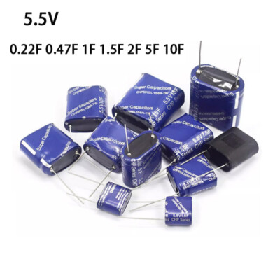 Super Capacitor 0.22F 0.47F 1F 1.5F 2F 5F 10F 5.5V Farad Combination Type