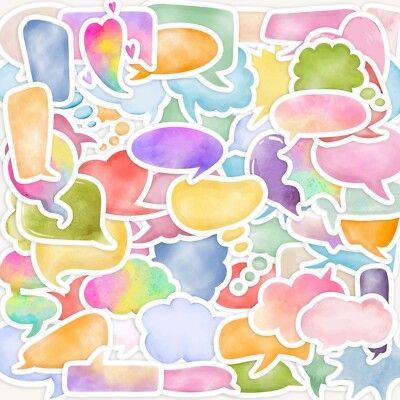 Bunte Sprechblase Aufkleber Aquarell Scrapbooking Journaling Dekoration