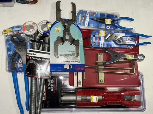 Master Plumber 11 Piece set hand tools Ridgid Channel Lock sink and faucet tool