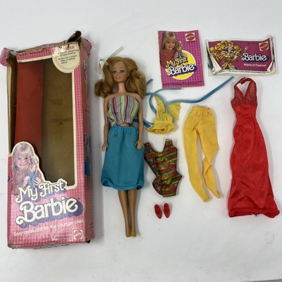 VINTAGE 1980 ''MY FIRST BARBIE'' DOLL #1875  PLASTIC BOX CRACKED & TOASTED