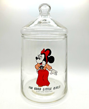 Vintage Disney Minnie Mouse For Good Little Girls glass apothecary or cookie jar
