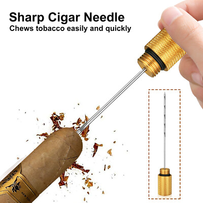 tobacco needles 2 in 1 Metal Cigar Needle Cigarette Accessories Cigars Drill Holder for  Cigars