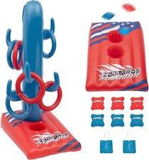 2in1 Pool Cornhole, 6 Bean Bags Ring Toss with Anchor Bags, Pool Cornhole Game