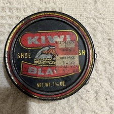 KIWI Shoe Polish BLACK Open Used 1 1/8oz