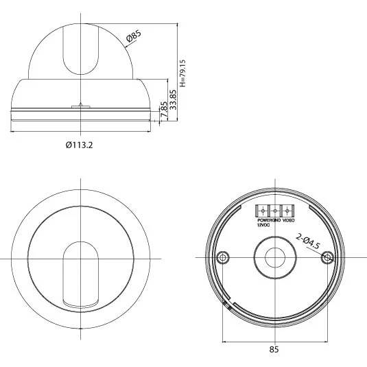Analog Indoor Dome Security Camera 700TVL 960H CCD 3.6mm Fixed CNB DFP-50S - Image 3 of 3